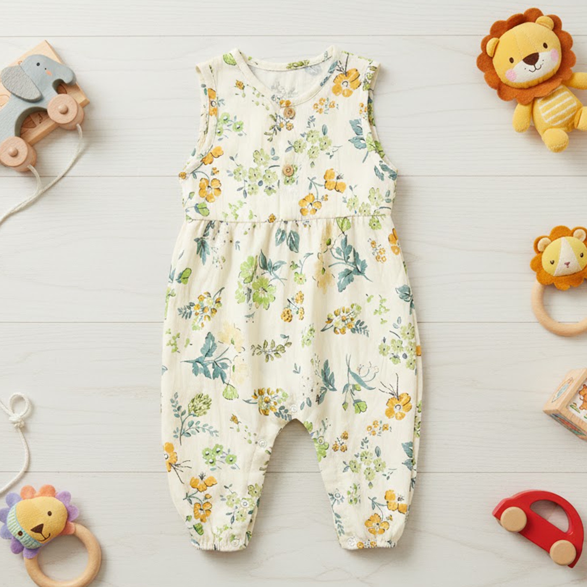 Baby Clothing Drawing - Baby Girls Flower Rompers Sleeveless Toddler