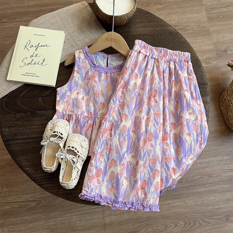 Baby Clothing Boutique - Children's Clothing Sets Floral Print Sleeveless