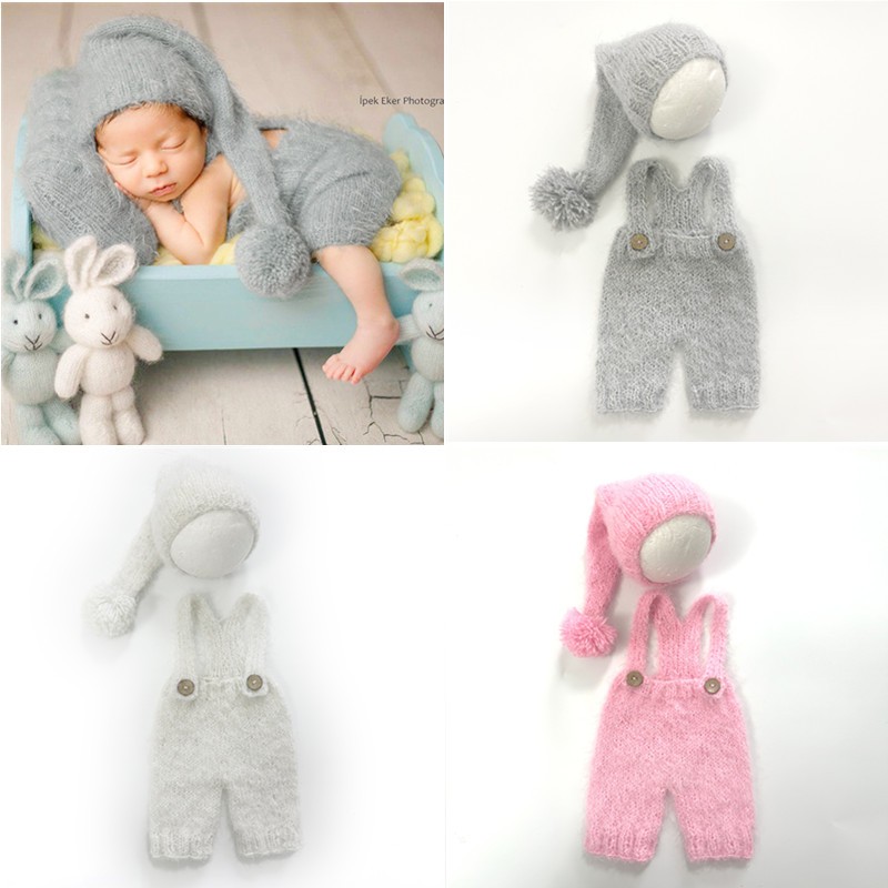 Baby Clothing Crochet - ❤️Newborn Photography Clothing Crochet Knit Hat+Overalls