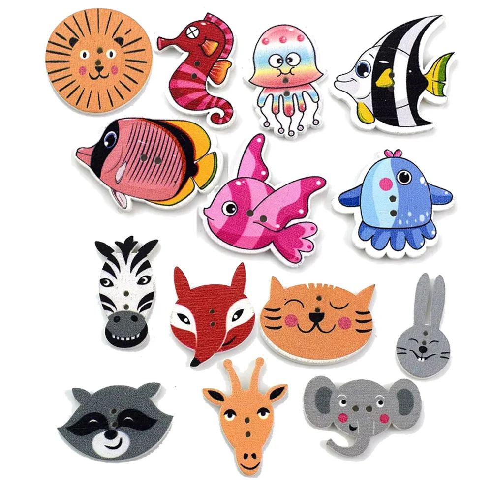 50PCS Mixed Fish Wooden Button - огляд і ціна Baby Clothing Sewing